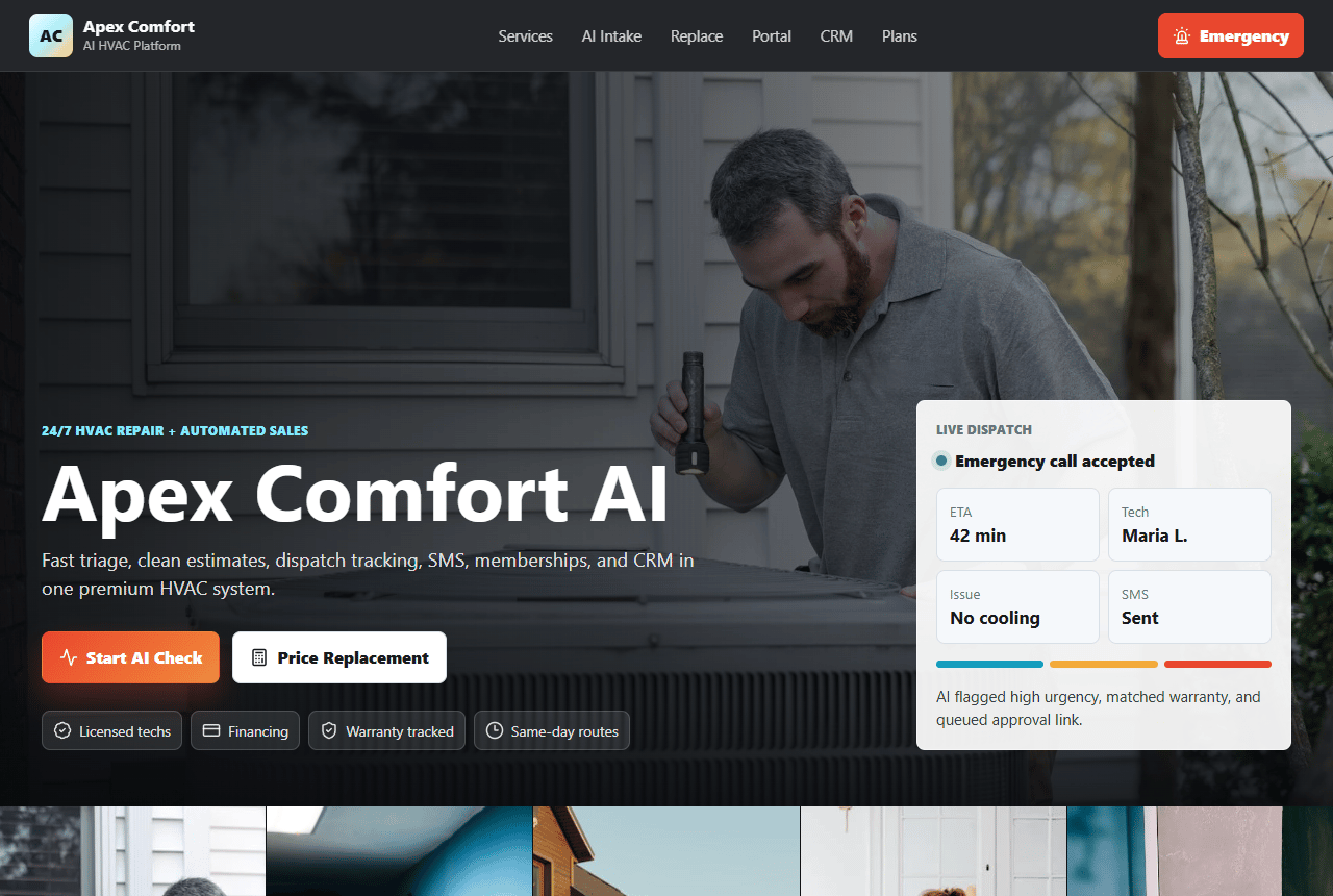 Apex Comfort AI HVAC website preview