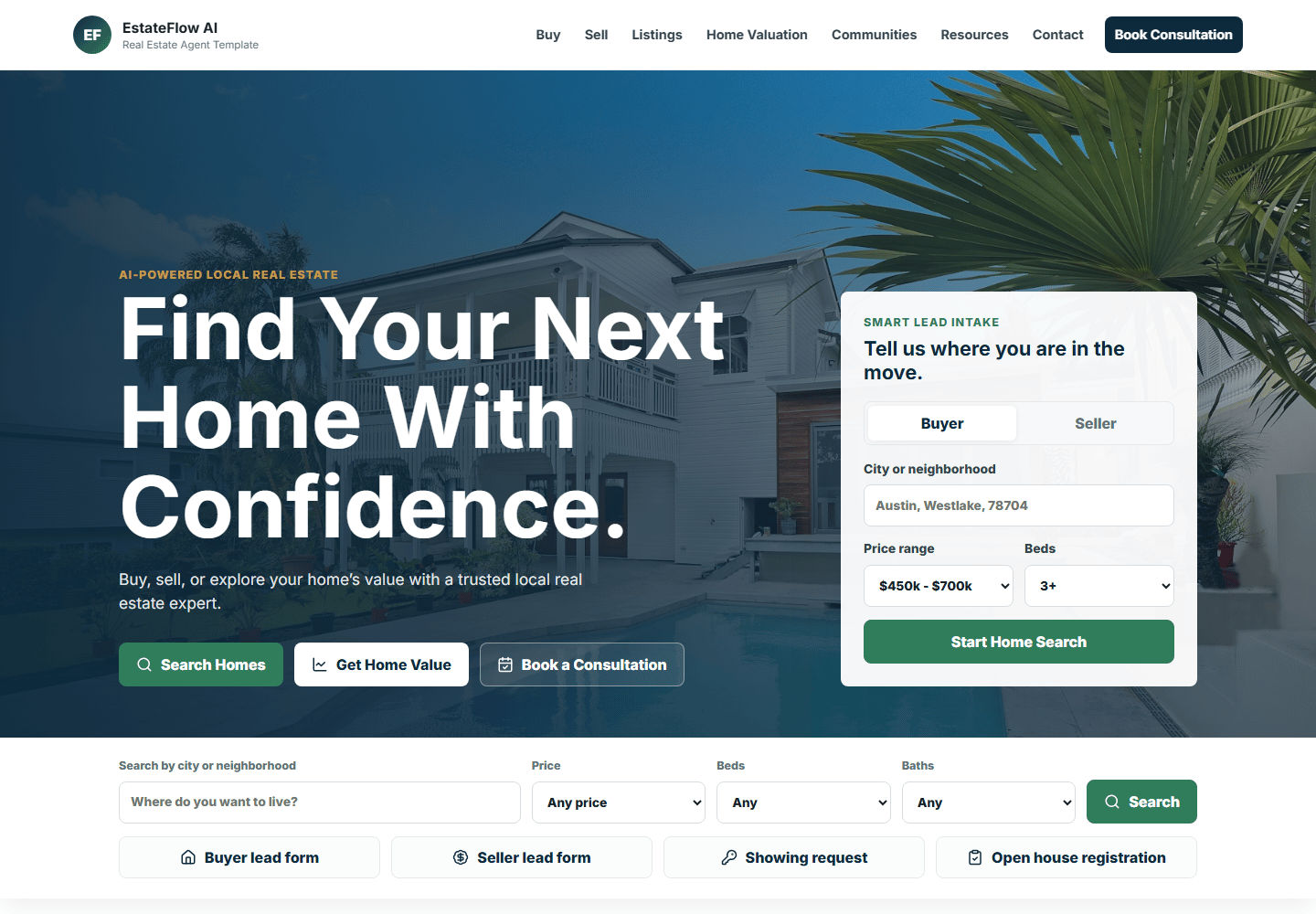 EstateFlow AI real estate website preview